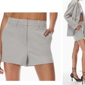 Babaton Atelier Agency 5" Wool Shorts Light Paloma Grey High Waist Stretch Lined